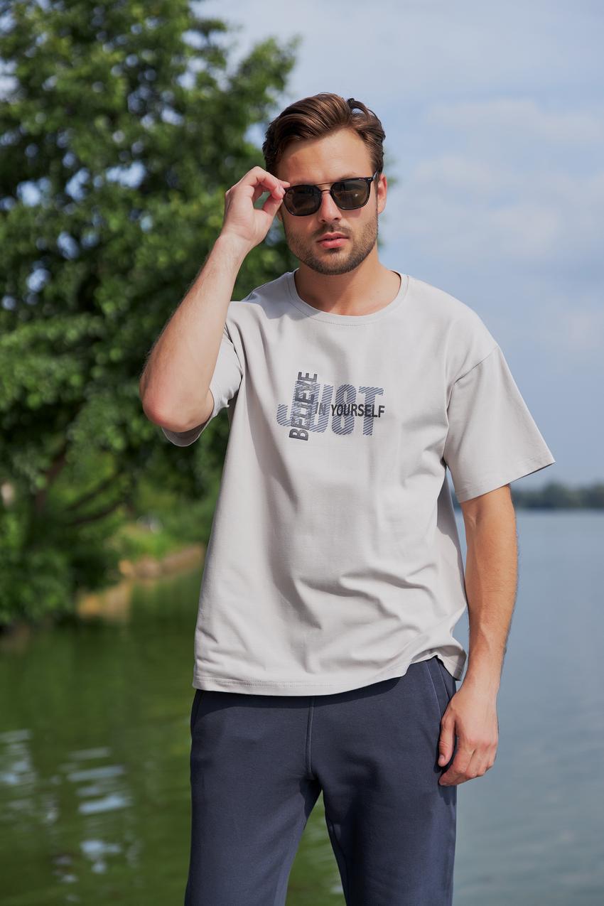 Футболка мужская Believe in yourself М130.8 oversize L Светло-серый (854-1-62)