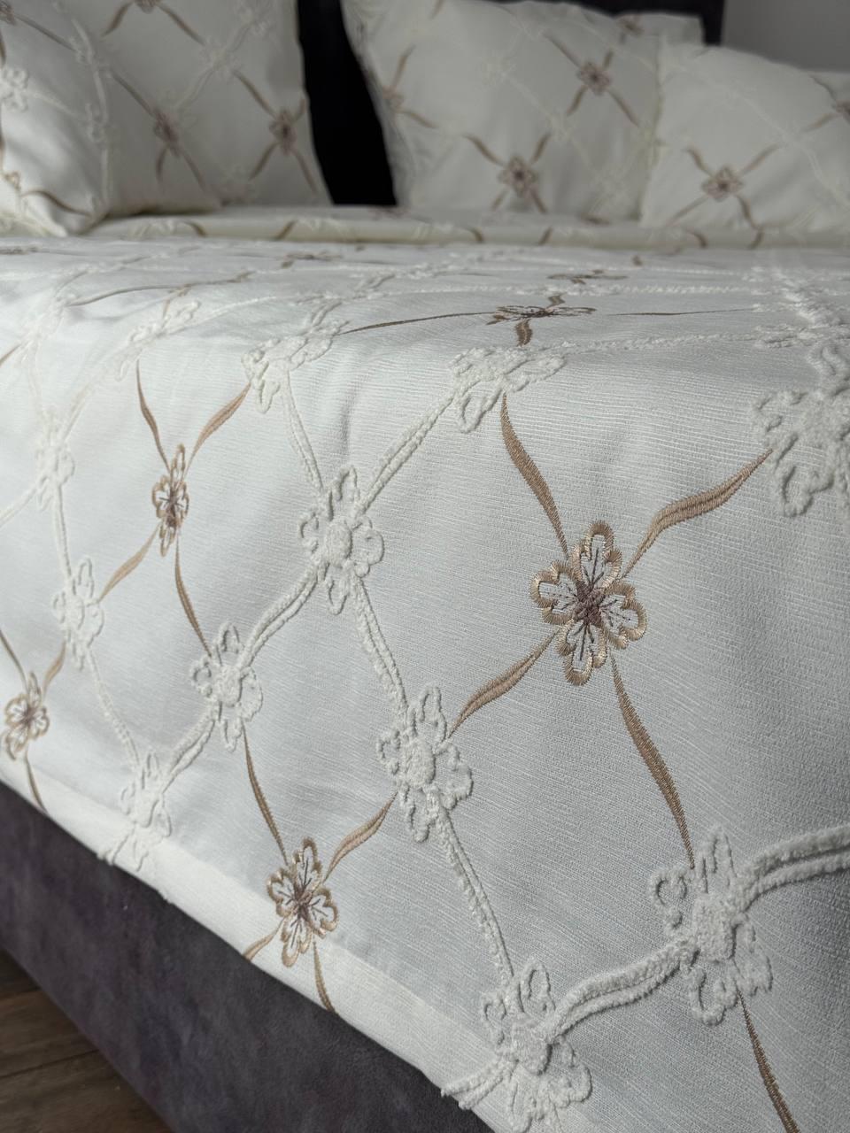 Покривало Бароко №1 бавовна 120х250 см Молочний (55677-1-120x250cm) - фото 5 Покривало Бароко №1 бавовна 120х250 см Молочний (55677-1-120x250cm) - фото 5