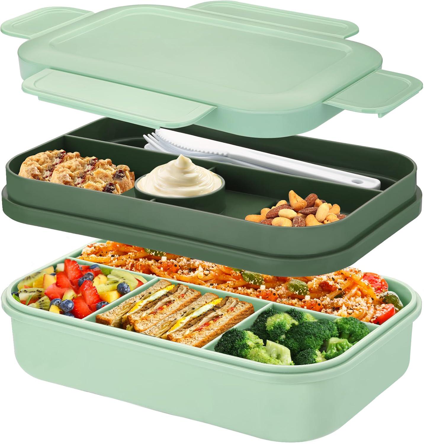 Ланч-бокс Bento Max 2 л 2 яруса 8 отсеков и столовые приборы Зеленый Ланч-бокс Bento Max 2 л 2 яруса 8 отсеков и столовые приборы Зеленый