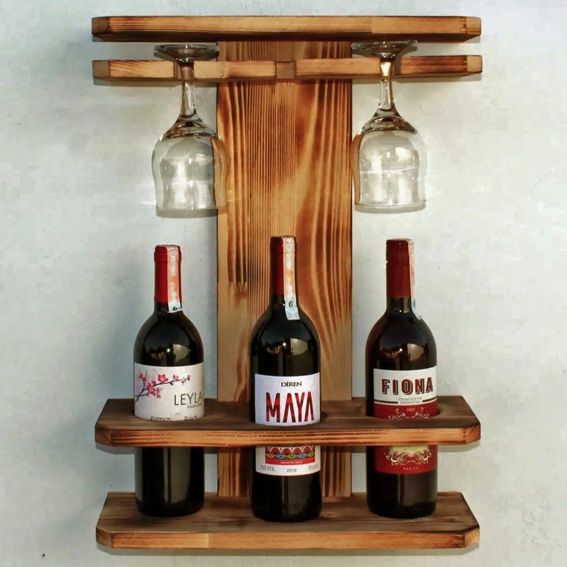 Полка для вина настенная из дерева Катсу Трюфель (ПНК-024628)