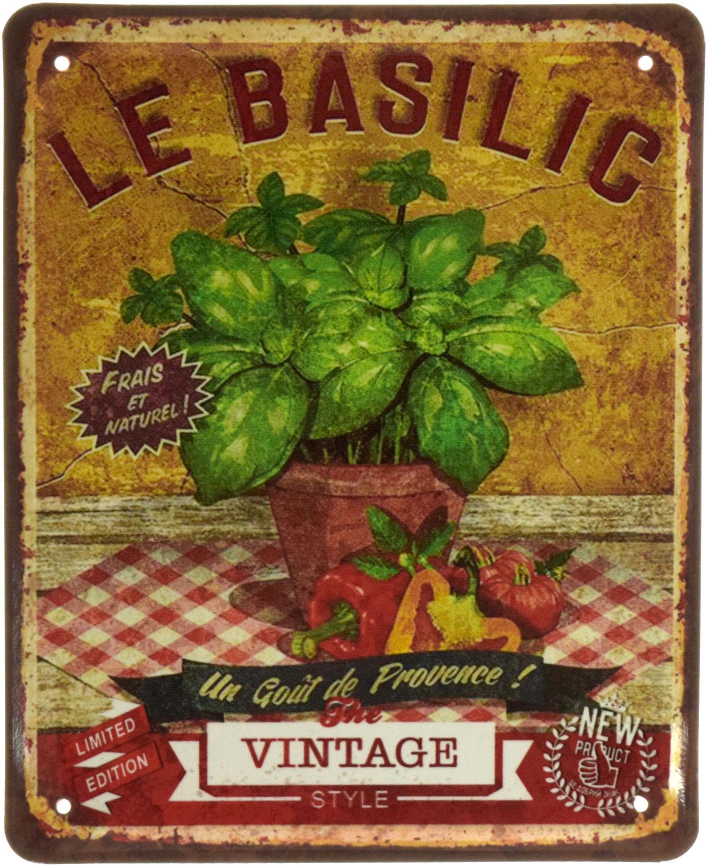 Табличка металлическая Базилик Вкус Прованса!/Le Basilic Un Goût De Provence! 18x22 см