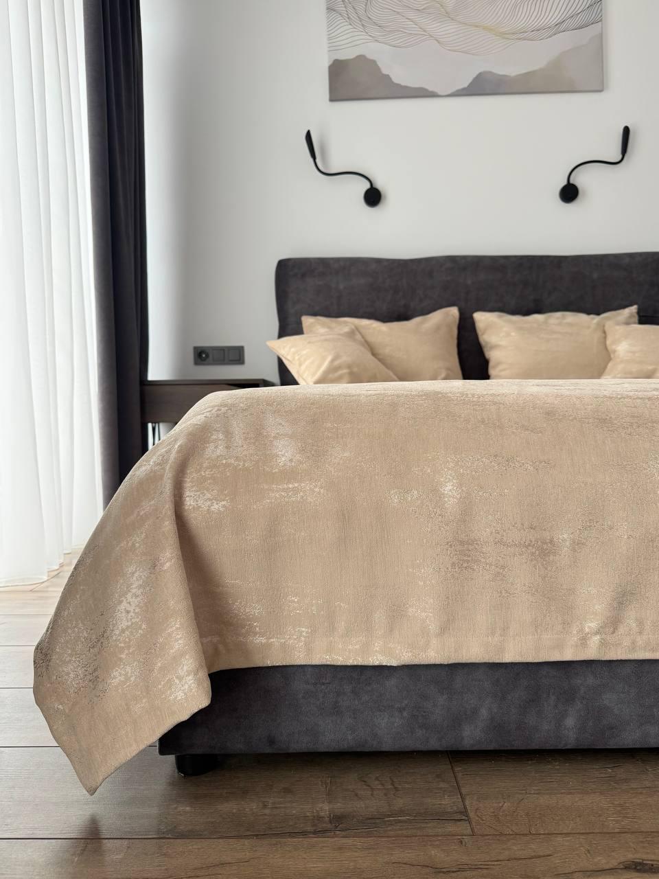 Покрывало Мрамор 240х250 см Бежевый (22000-4-240x250cm) - фото 1 Покрывало Мрамор 240х250 см Бежевый (22000-4-240x250cm) - фото 1