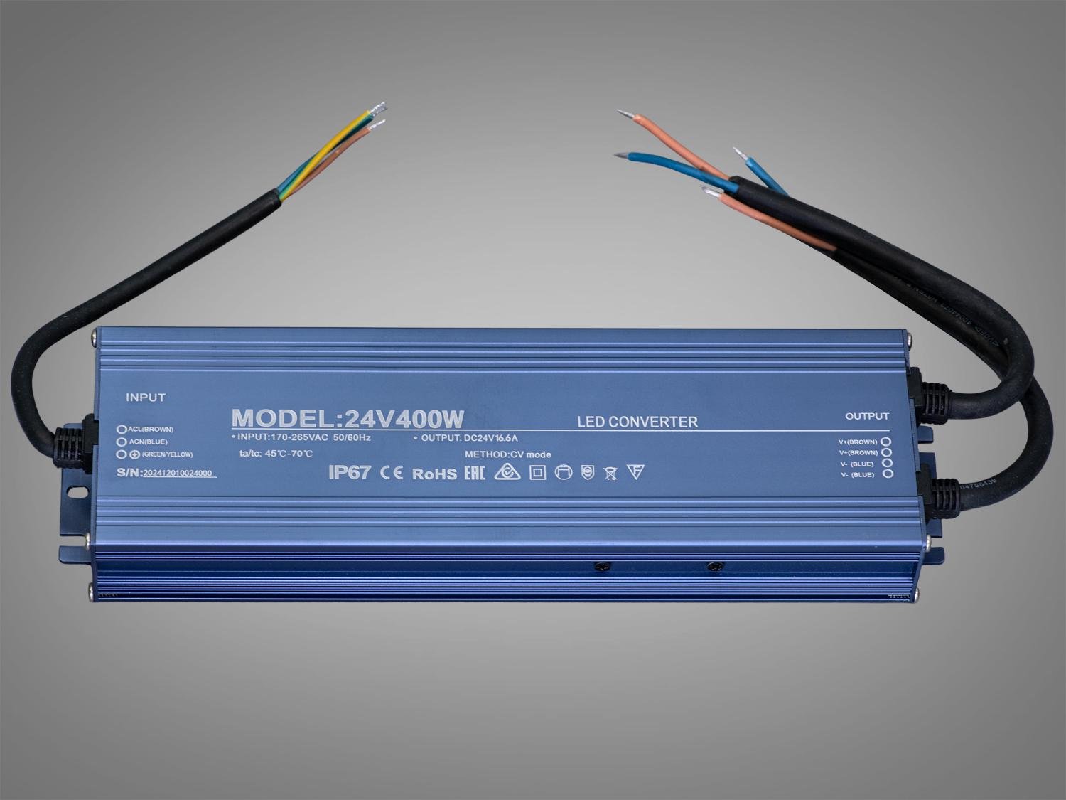 Блок живлення для підключення LED стрічки 24 В 400 Вт 16,6А (PPF-PW-IP68-24 В-400w)