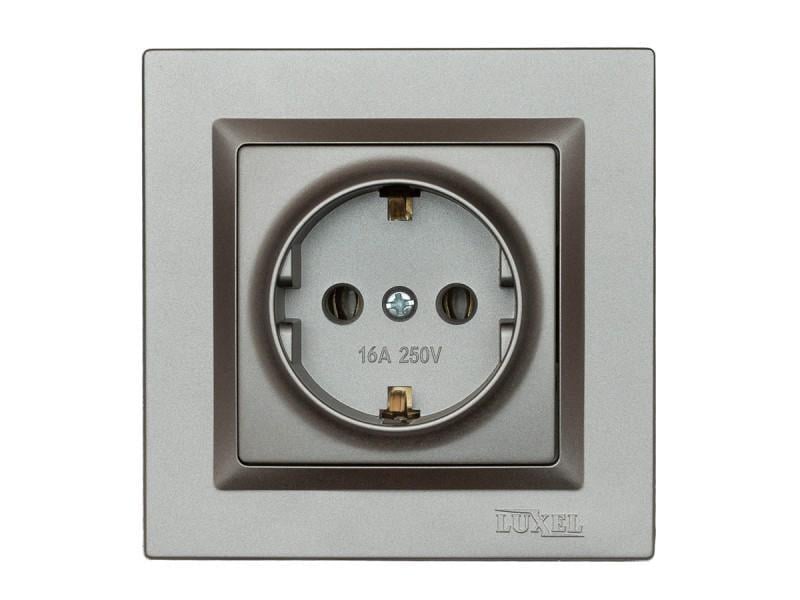 Розетка Luxel Jazz 9704Н/9004 1-я с/с Графитовый/Белый (00000038472)