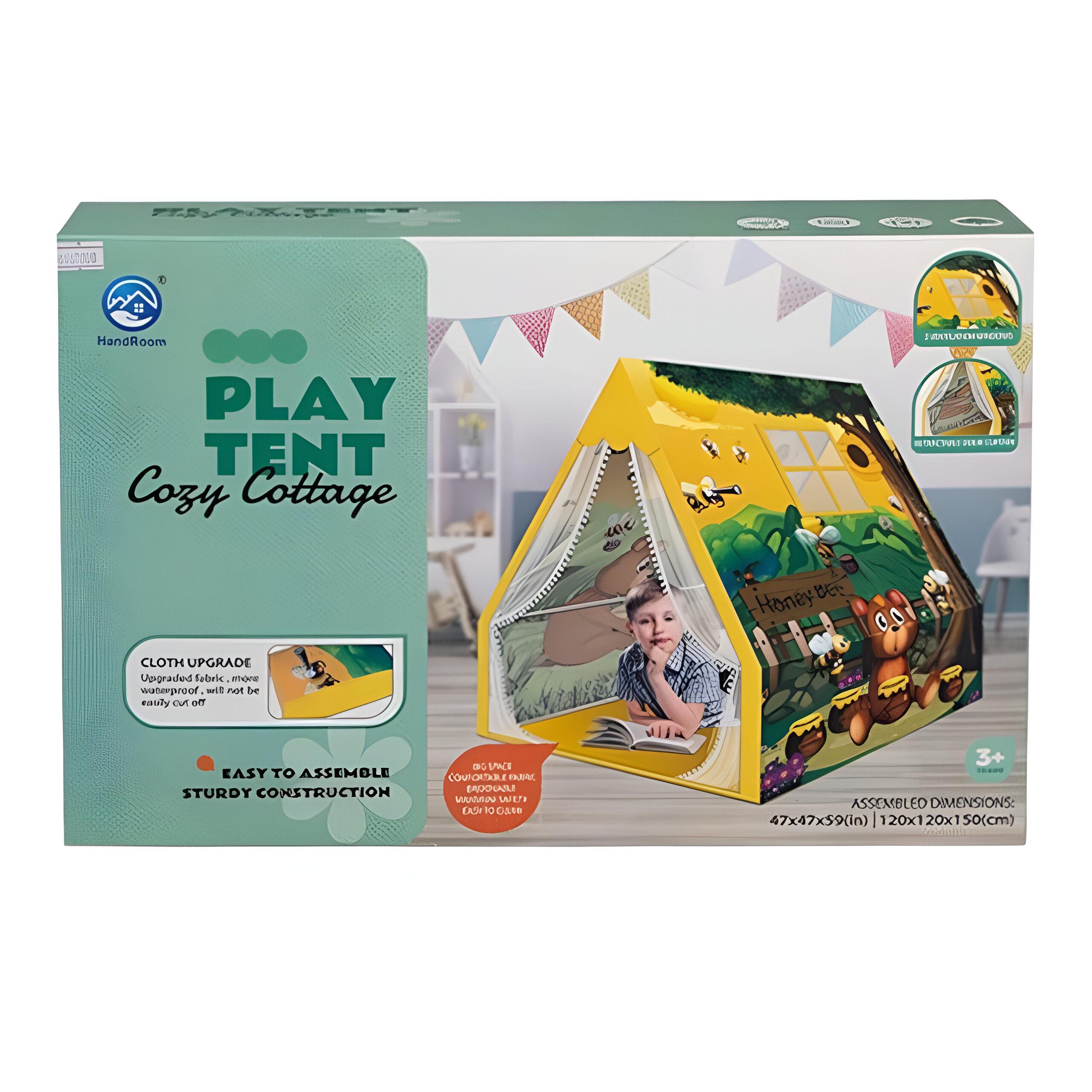 Игровая детская палатка 5888-21 120x120x150 см с окошками и занавесками желтая - фото 2 Игровая детская палатка 5888-21 120x120x150 см с окошками и занавесками желтая - фото 2