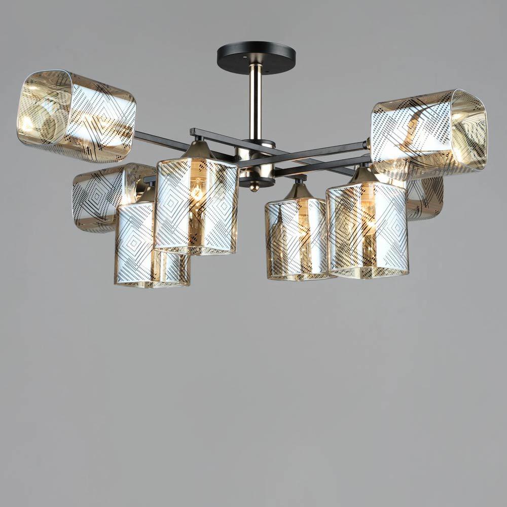 Люстра потолочная Lighthouse SRS-19482/8 BK+FGD Черный/Золотой/Янтарный