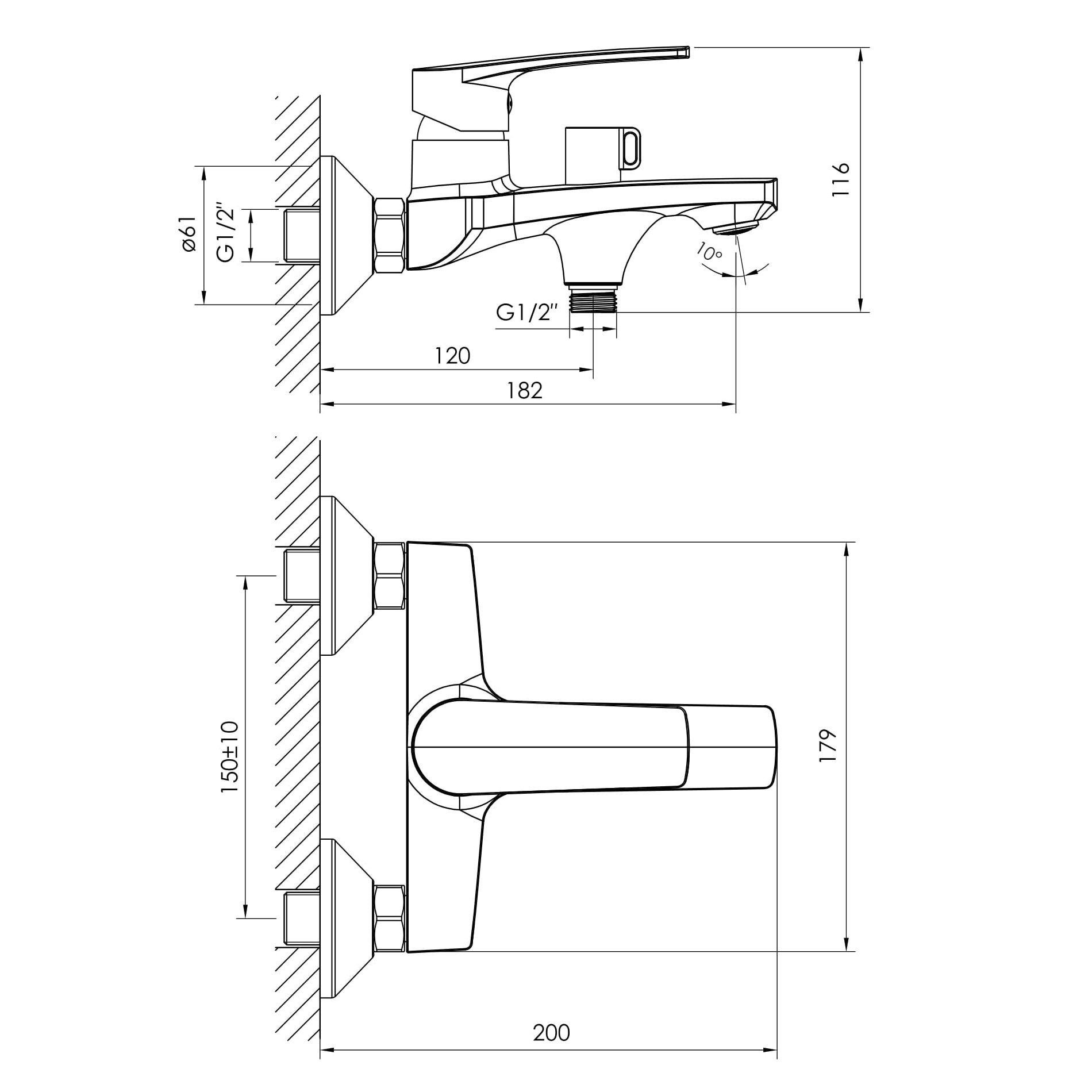 Смеситель для ванны Imprese Kampa 35 мм Хром (ANT-68024) - фото 2