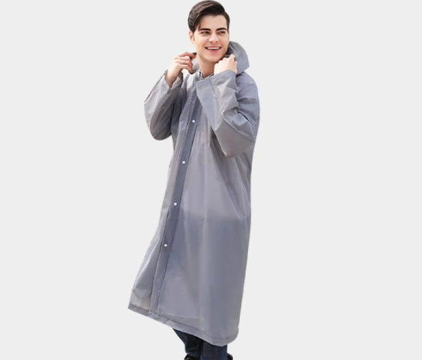 Плащ-дощовик на кнопках з капюшоном EVA з паяними швами Raincoat Сірий (2886) - фото 3 Плащ-дощовик на кнопках з капюшоном EVA з паяними швами Raincoat Сірий (2886) - фото 3