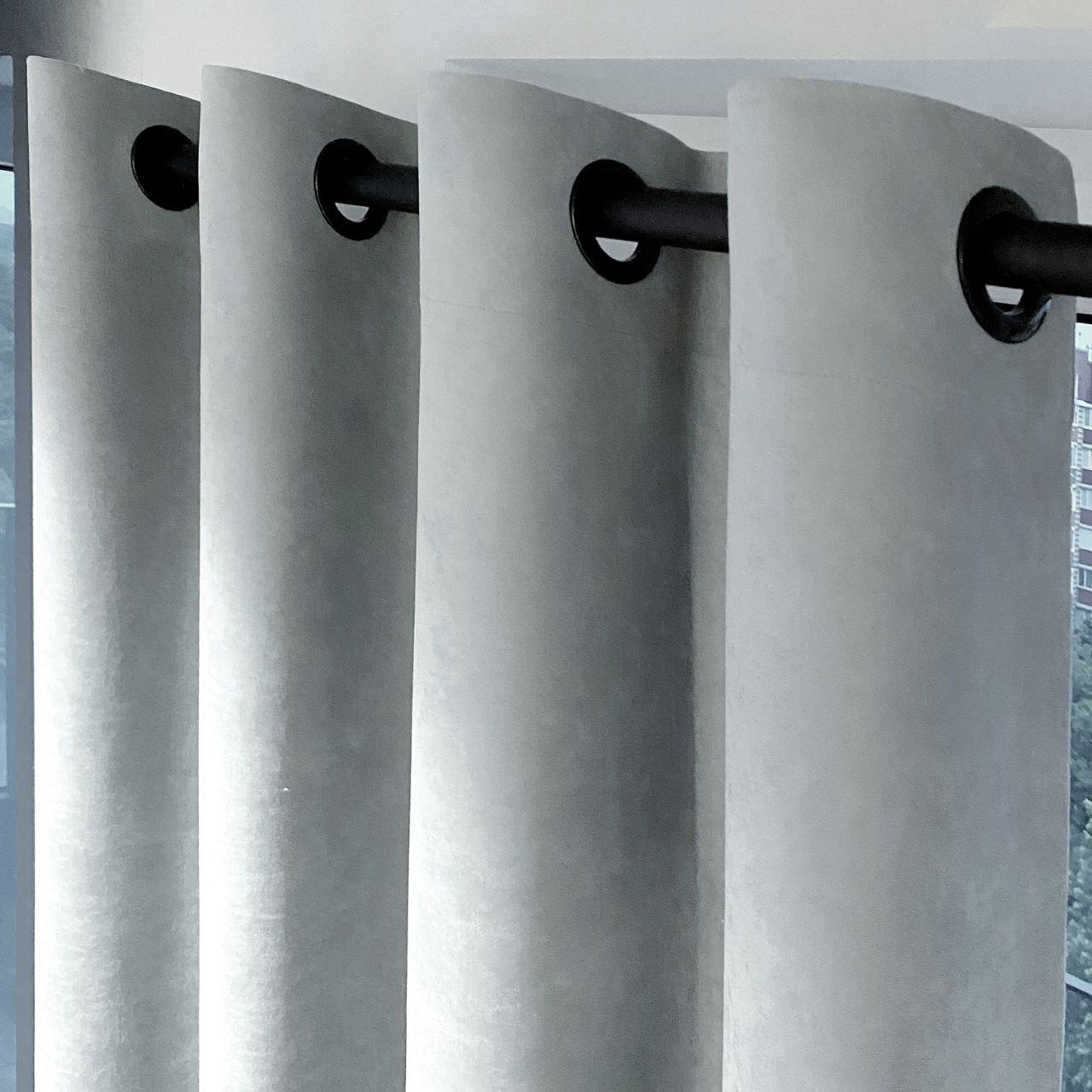 Штора на черных люверсах микровелюр 205х250 см 1 шт. Серо-голубой (5801525-MT1/205-BL) - фото 3 Штора на черных люверсах микровелюр 205х250 см 1 шт. Серо-голубой (5801525-MT1/205-BL) - фото 3