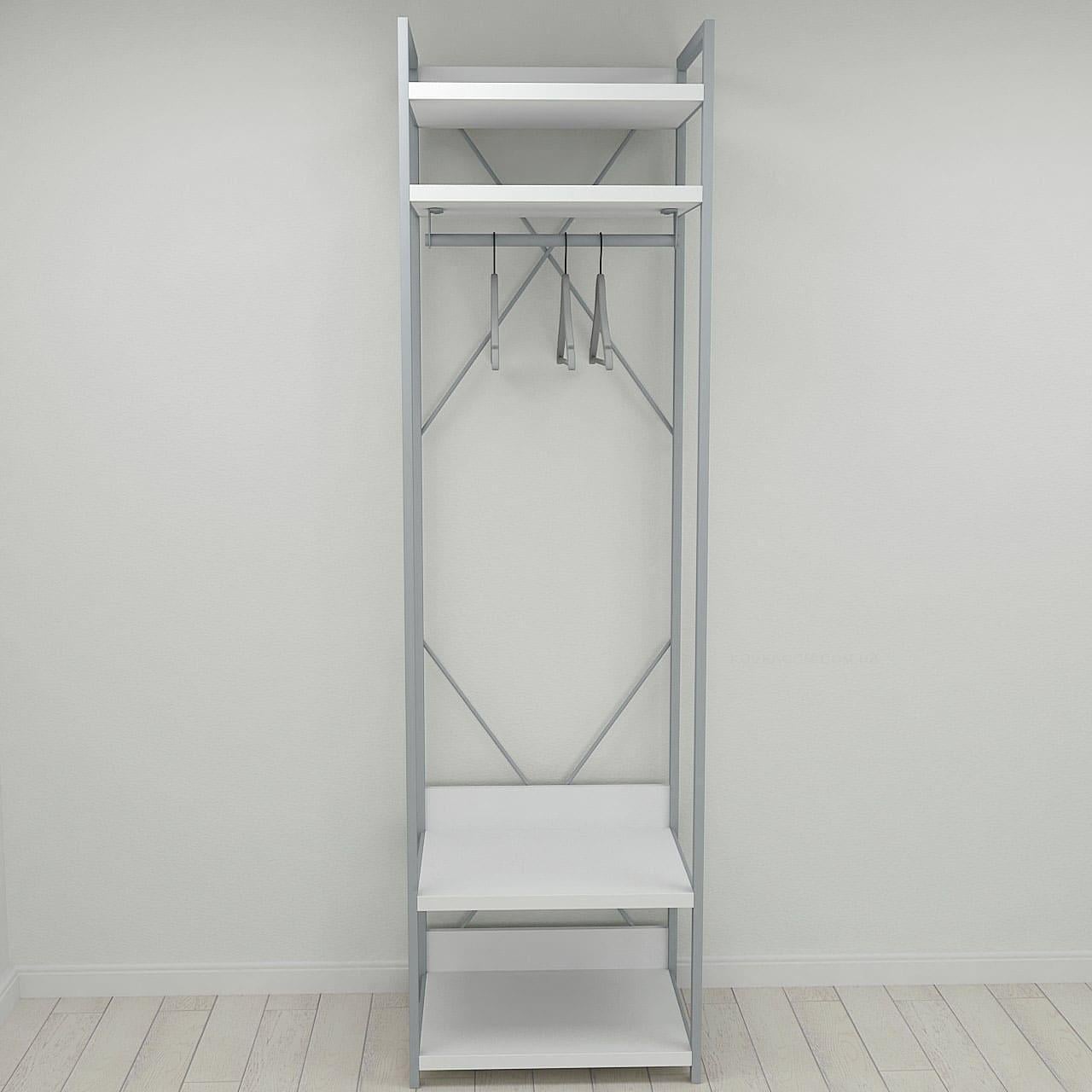 Шкаф Ferrum-decor Гардероб Уни секция 2 серии Конект металл/ДСП 32 мм 220x60x50 см Серый/Белый (FRD-104539)