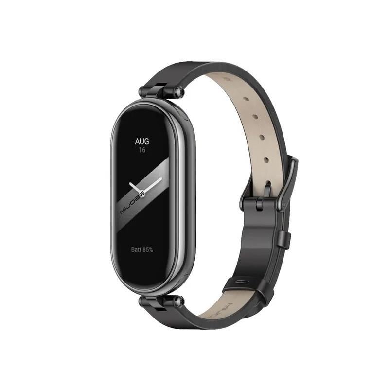 Ремешок для фитнес-браслета кожаный Xiaomi Mi Band 8/9 Type A Черный (2027393204)