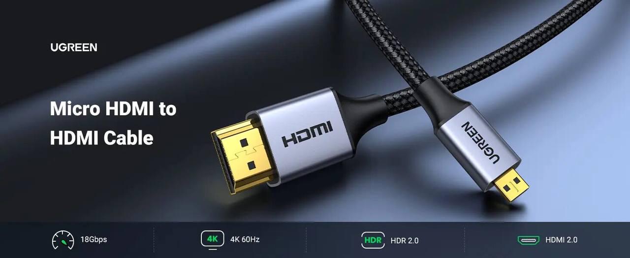 Кабель UGREEN HD109 Micro HDMI to HDMI 2.0 3D 1 м Black (10550) - фото 9