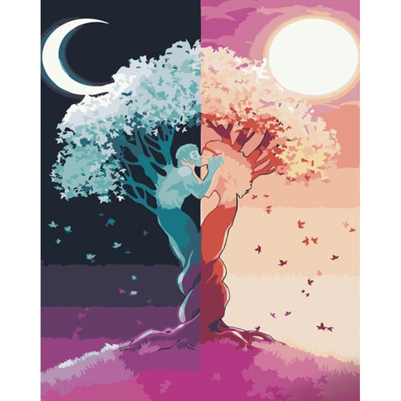 Картина по номерам Strateg Премиум Любовь полюсов с лаком и 40х50 см (GS1472)