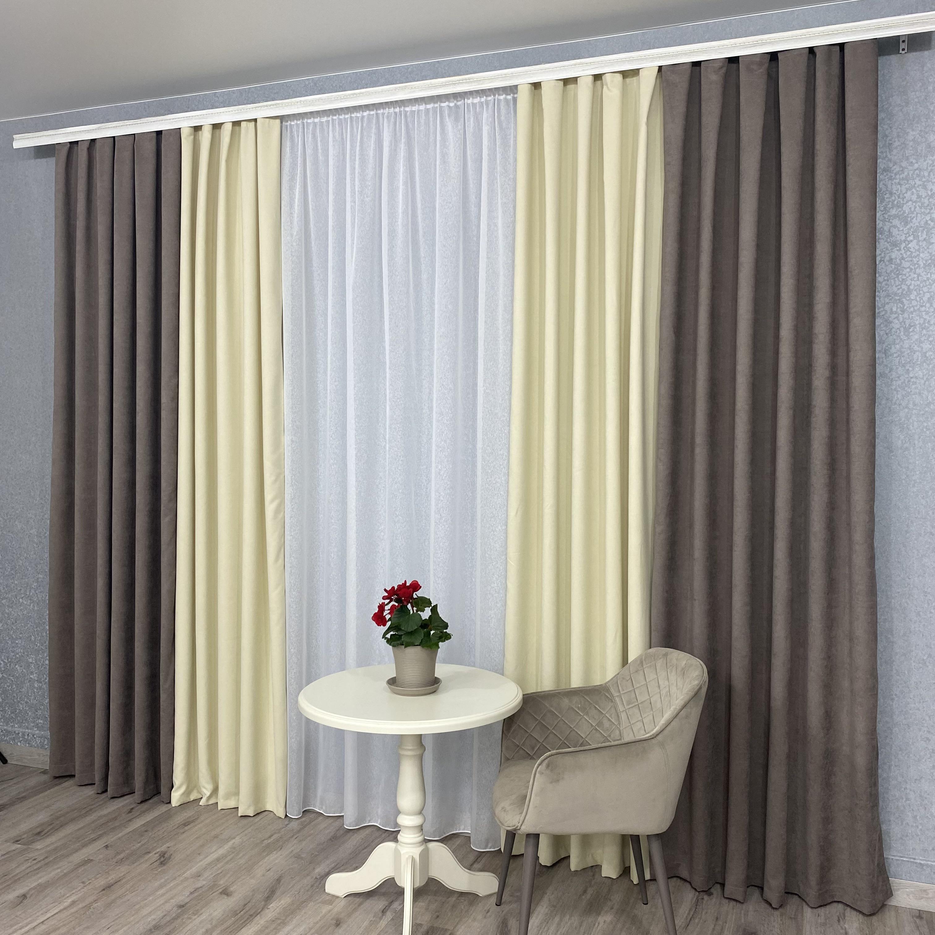 Шторы микровелюр TG Home Дуэт №450 1,50х2,70 м Мокко/Кремовый (450-341/250) - фото 7 Шторы микровелюр TG Home Дуэт №450 1,50х2,70 м Мокко/Кремовый (450-341/250) - фото 7