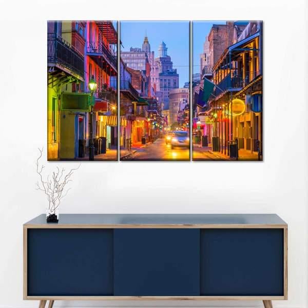 Модульная картина KIL Art Разноцветная улица из трех частей 128x81 см (M3_L_113)