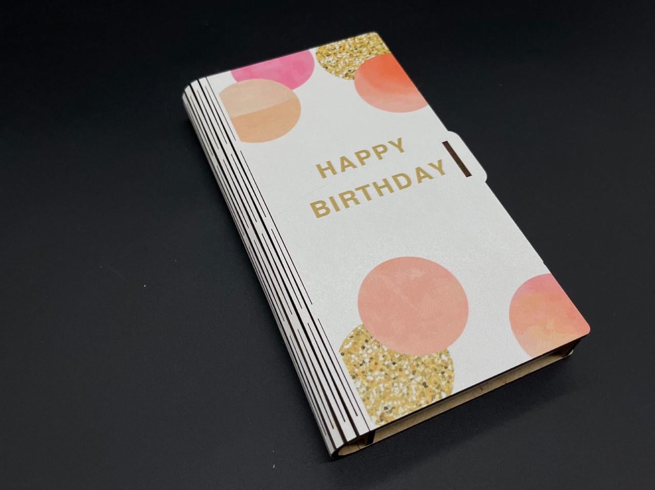 Шкатулка-конверт с надписью "Happy Birthday" подарочная для денег 17х10х2 см (KF-211)