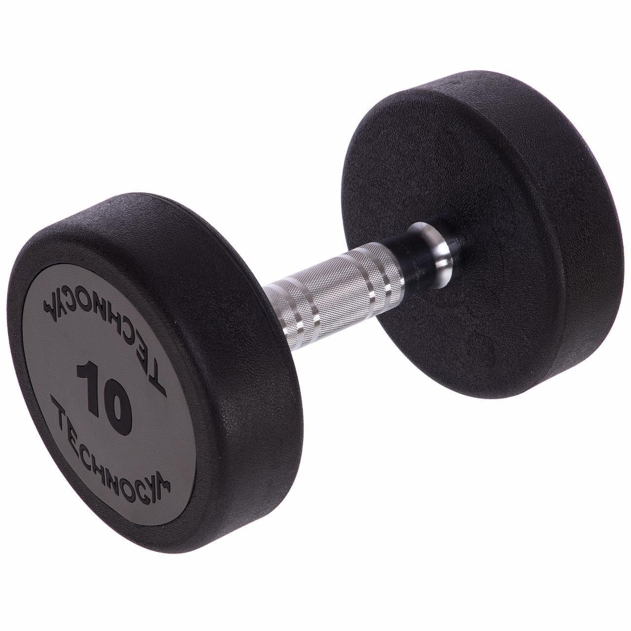 Гантель цільна Technogym LN-1254-10 з поліуретановим покриттям 10 кг Чорний/Сірий (28851560)