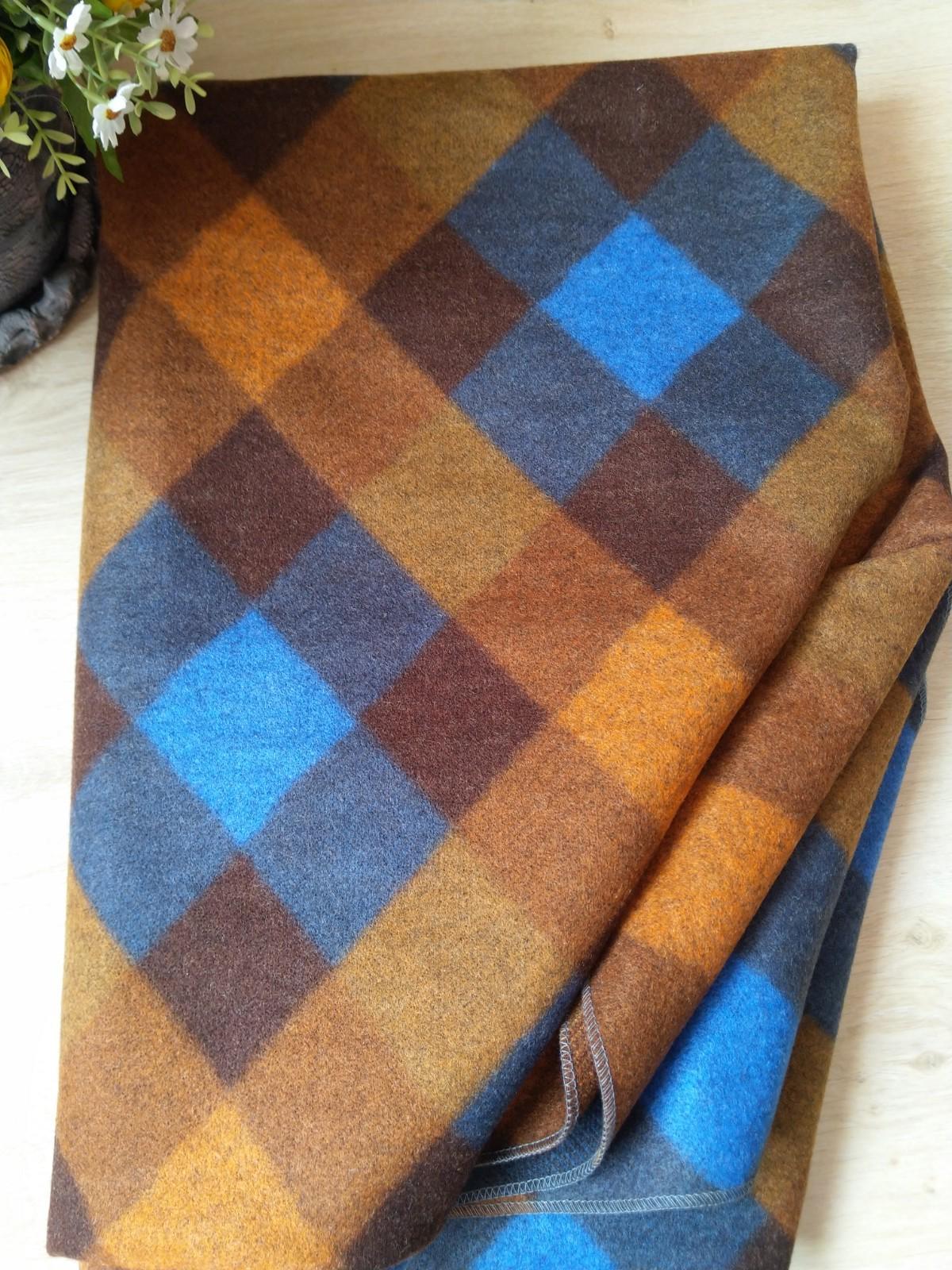 Плед-покрывало New House шерстяное 110х110 см Коричнево-синий (26995750)