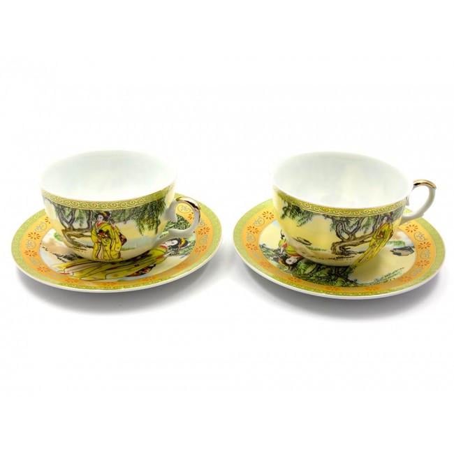Сервіз порцеляновий 2 чашки 210 мл/2 блюдця d-15 см Жовтий (24773)