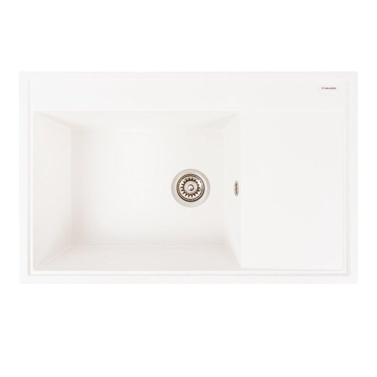Мойка гранитная Valeso Azurit 790х500 врезная прямоугольная Белоснежный матовый (PLTM-SP000047100)