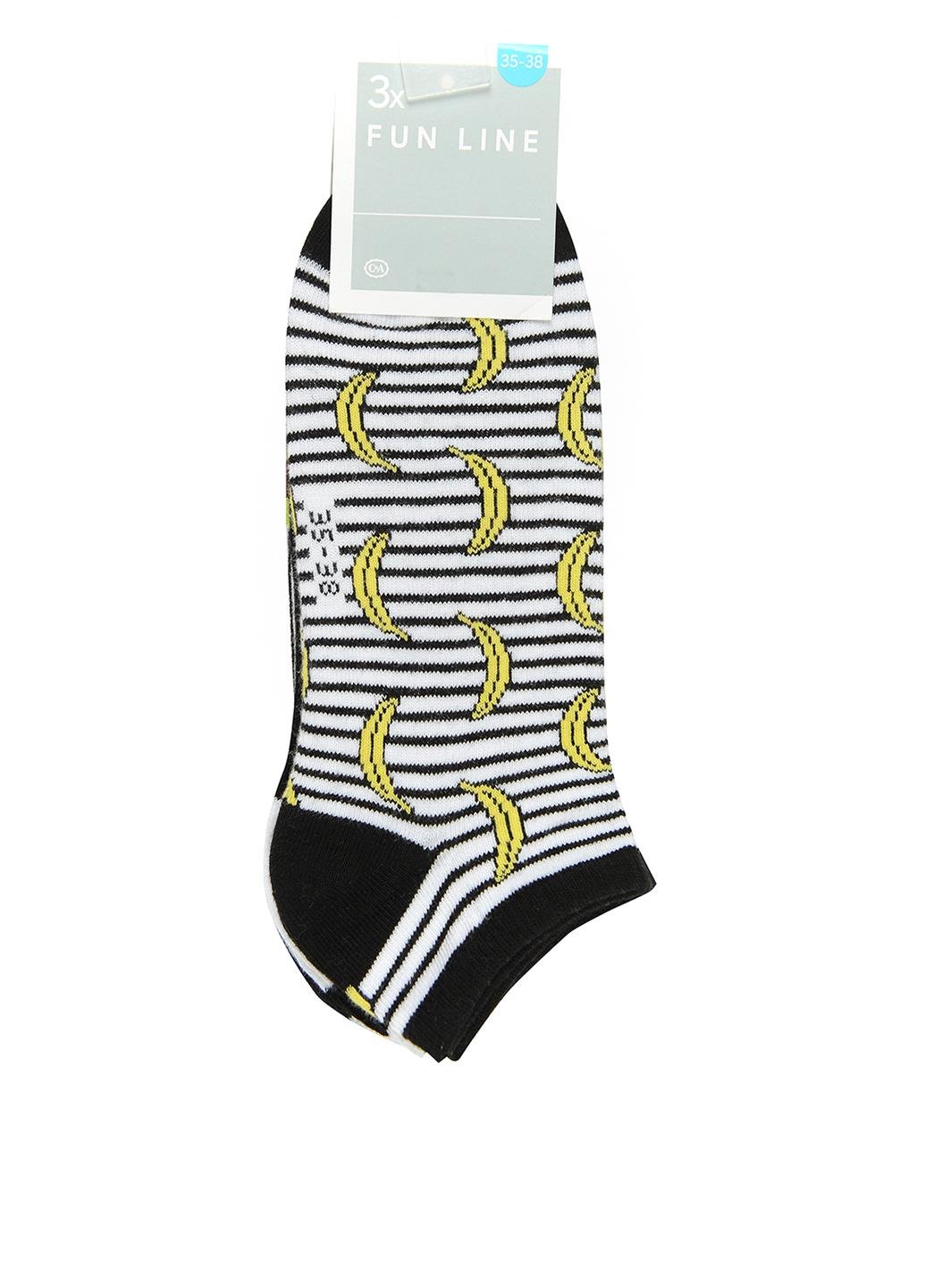 Шкарпетки C&A Принт 3 пари р. 39-42 Біло-чорний (5867079840663)