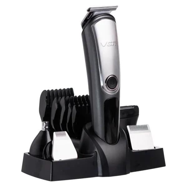 Набір для стрижки волосся акумуляторний VGR V-105 5в1 з багатофункціональними насадками для комплексного догляду Чорний (HP-V-105)