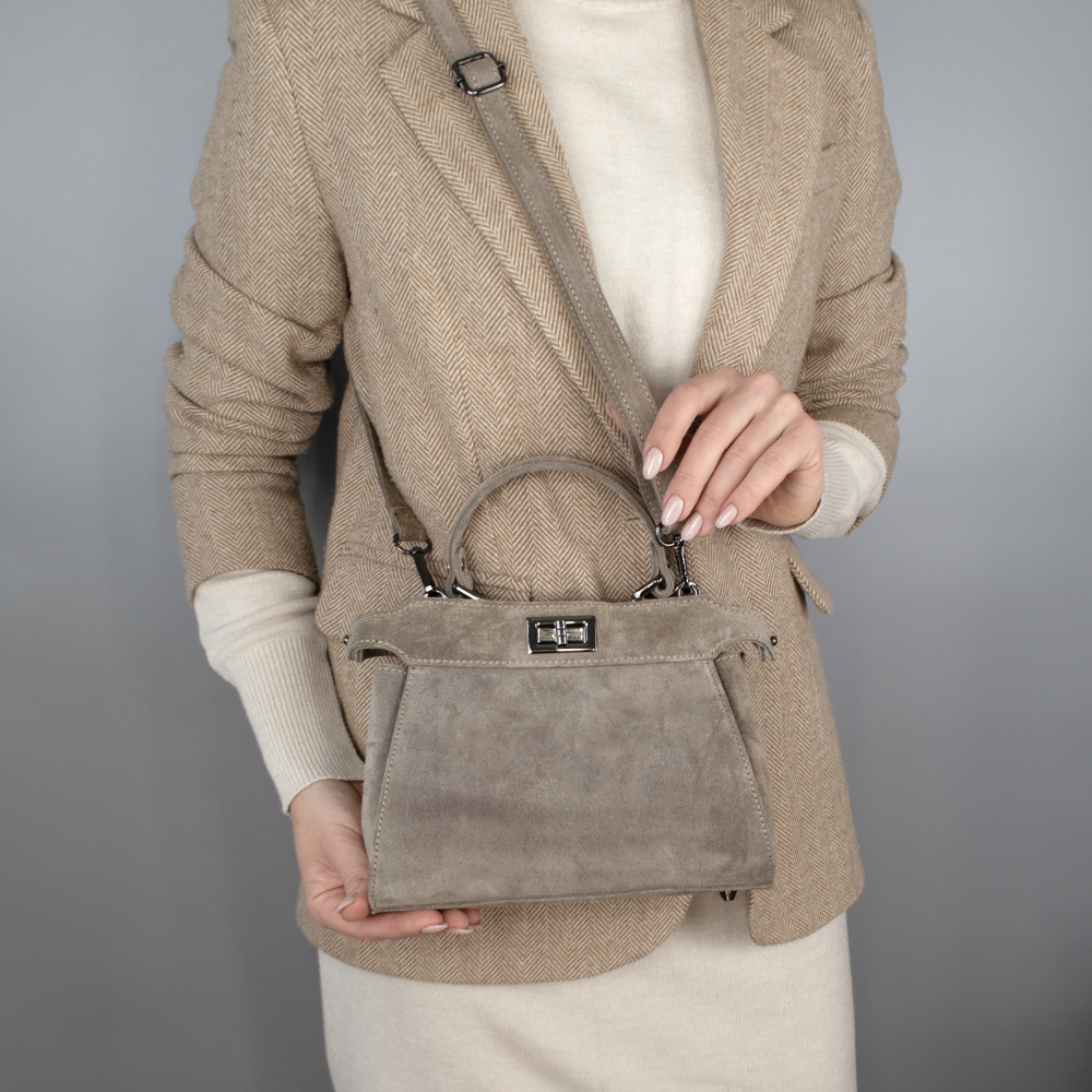 Сумка женская Virginia Conti 03736 замшевая на застежке Темный Тауп (2385384503) - фото 2
