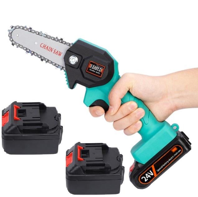 Пила міні ланцюгова акумуляторна 24V-К-1 4" 2000 mAh Li-ion у валізі 2 аккумулятора Бірюза (684734573463) - фото 9