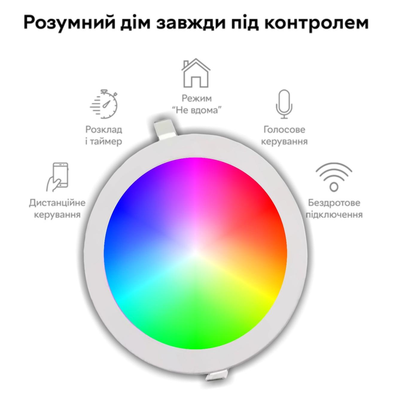 Розумний світильник вбудований Tuya Smart LED WiFi 2700-6500 K 6W Color/White (18966013) - фото 3