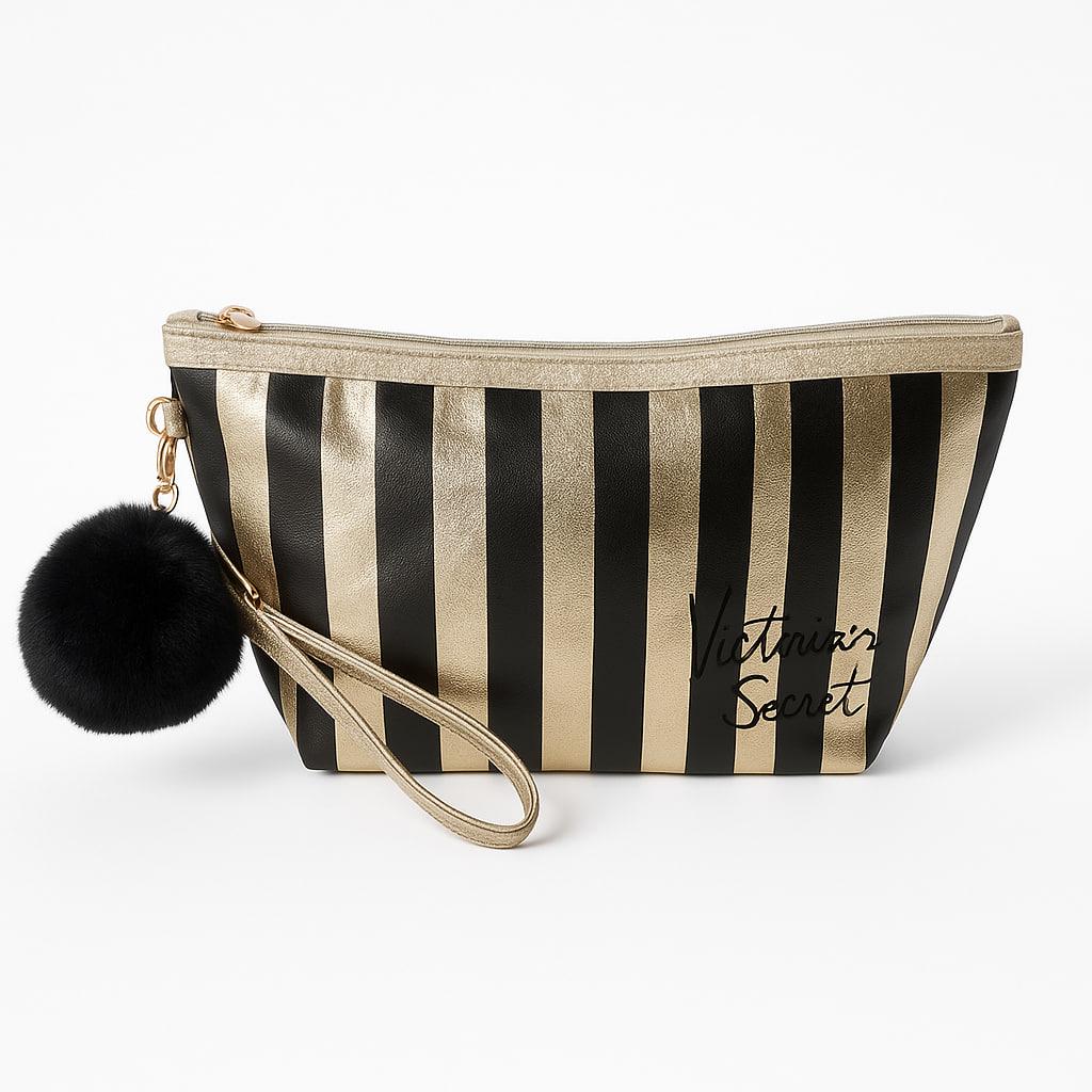 Косметичка VS с помпоном и ремешком Черный/золотым (5b49bd4a)