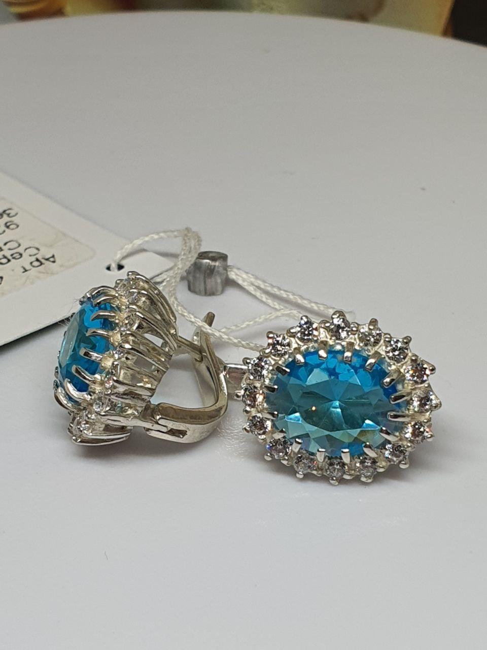 Серьги серебряные Джоли 925 проба Голубой (30076140)