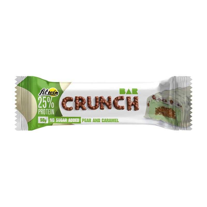 Протеиновый батончик 12 г білка без добавленного сахара FitWin Crunch Bar 50 г Груша/Карамель