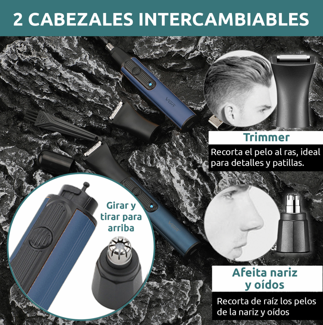 Тример акумуляторний VGR V626 гігієнічний з насадками для носа та брів (28553132) - фото 3