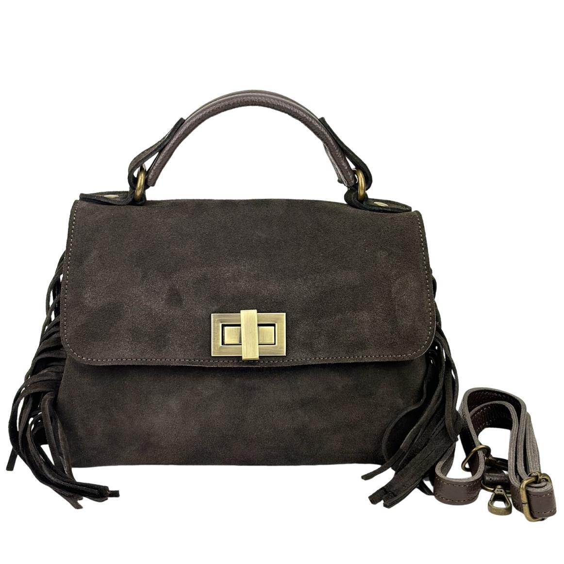 Жіноча сумка крос-боді Royal Bag F-IT-7858DB замшеве з бахромою Шоколадний (8158) - фото 3 Жіноча сумка крос-боді Royal Bag F-IT-7858DB замшеве з бахромою Шоколадний (8158) - фото 3