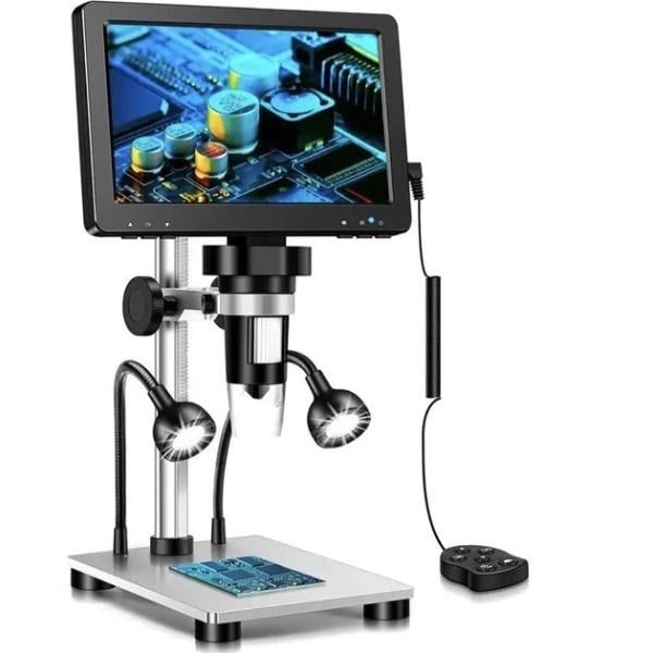 Мікроскоп цифровий Rievbcau 50-1200X з монітором 7" на штативі/камерою/пультом керування та підтримкою карт пам'яті до 32 Гб (34170488)