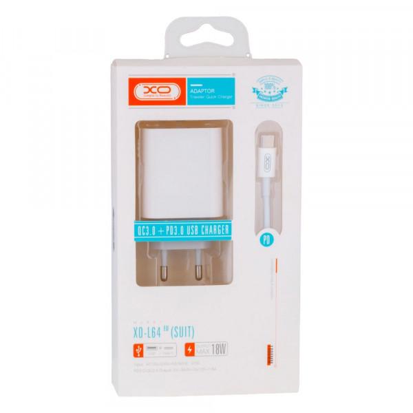 Зарядное устройство сетевое Xo L64 PD Power Adapter 20W USB-C White