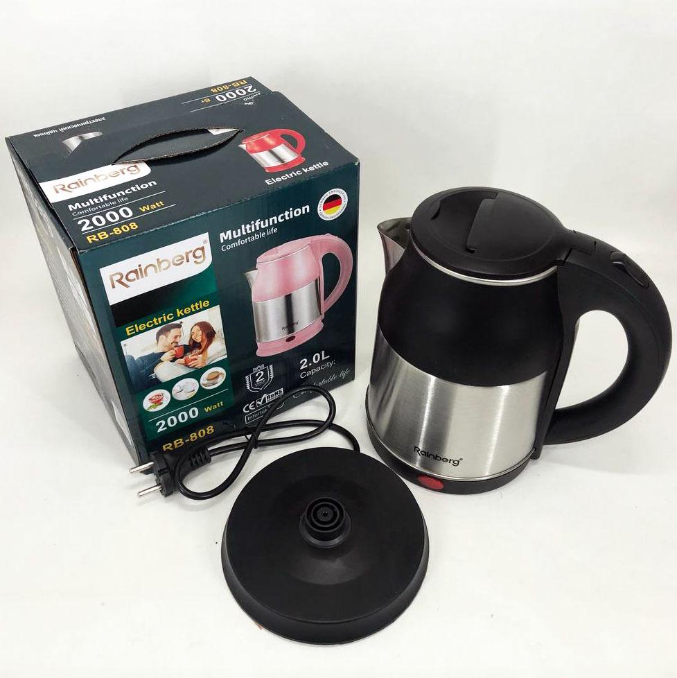 Електрочайник Rainberg RB-808 2 л нержавіюча сталь Чорний (266157) - фото 6 Електрочайник Rainberg RB-808 2 л нержавіюча сталь Чорний (266157) - фото 6