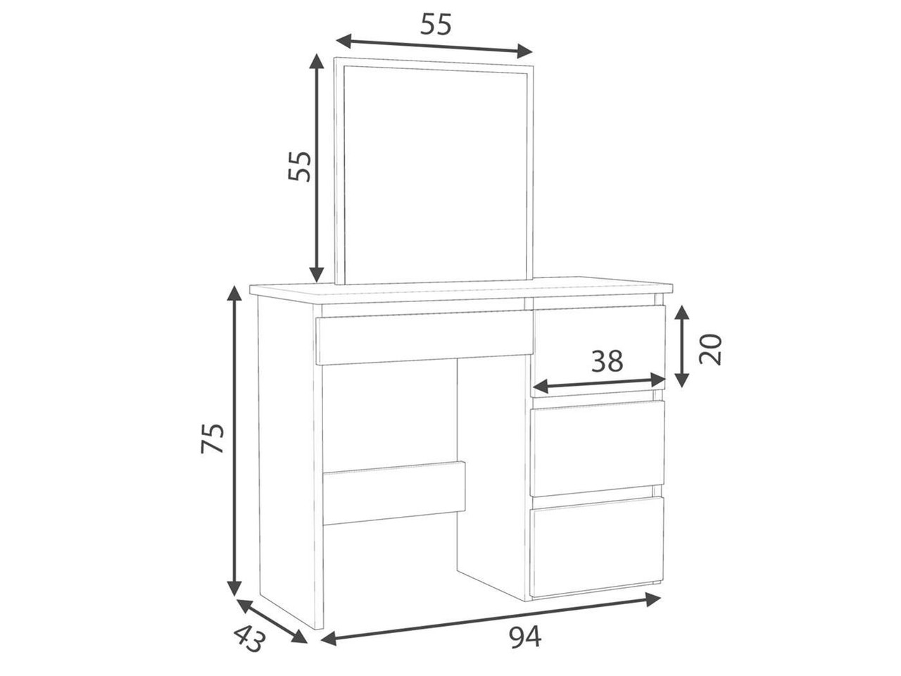 Туалетный столик c зеркалом Homart Белый (9286) - фото 5 Туалетный столик c зеркалом Homart Белый (9286) - фото 5