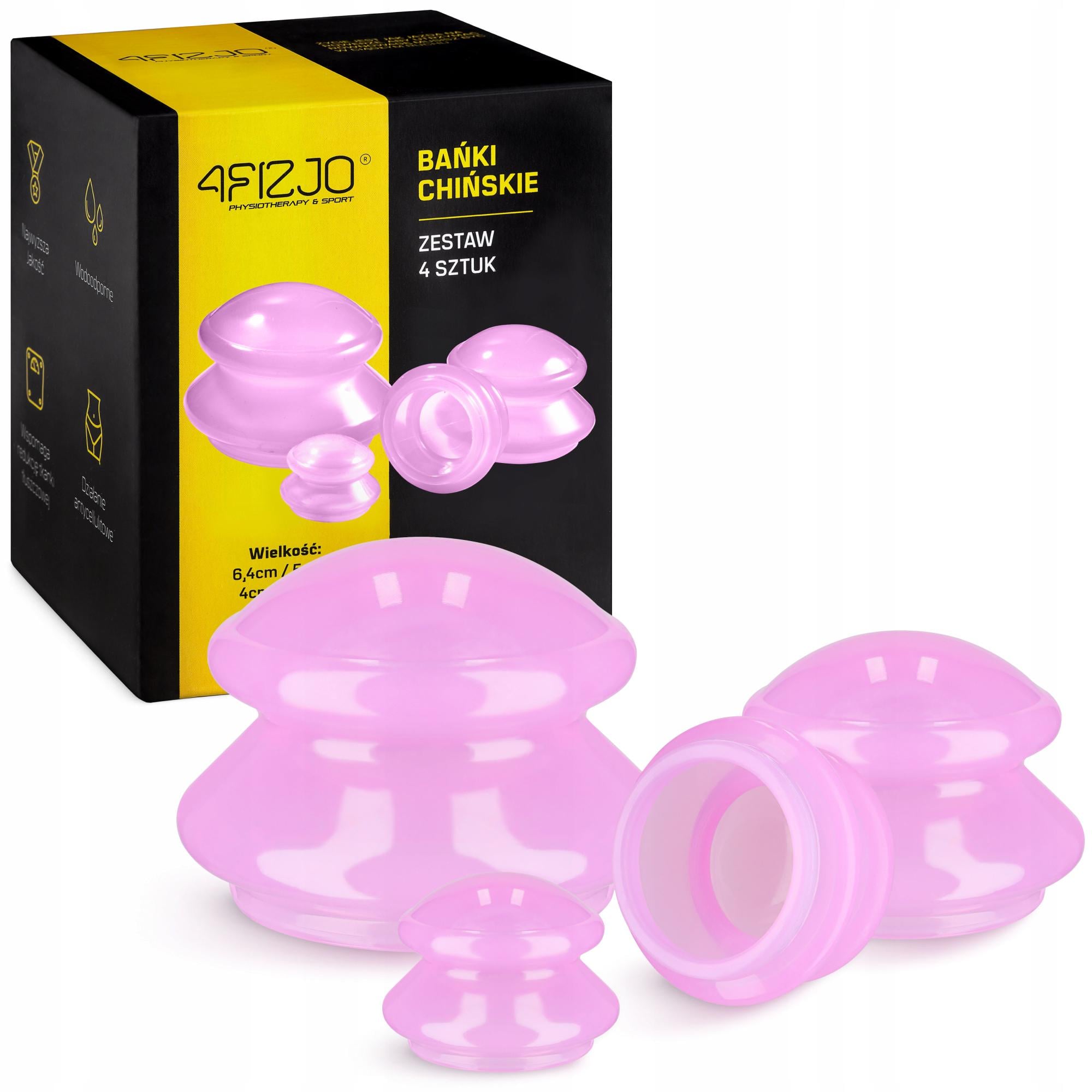 Вакуумные массажные банки 4FIZJO MED+ силиконовые для тела 4 шт. Pink (P-5907739312334)