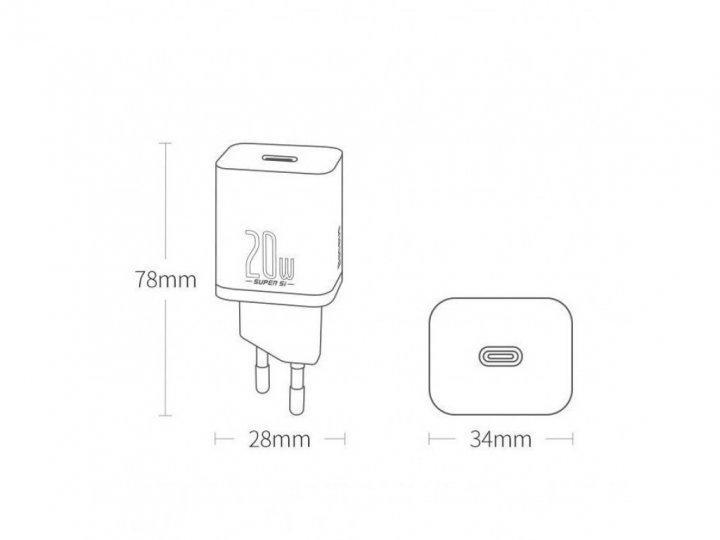 Устройство cетевое зарядное Baseus Super Si 1Type-C/Cable Type-C to Type-C TZCCSUP-L02 1 м 25 W White - фото 3