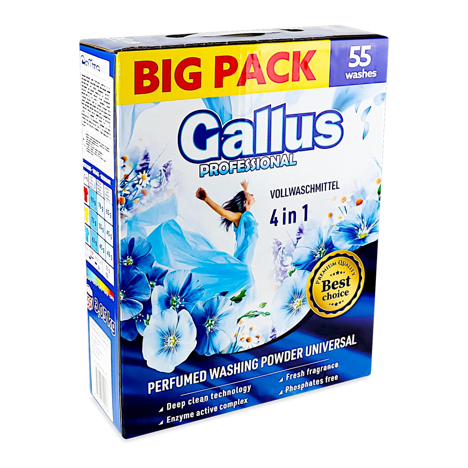 Порошок парфюмированный стиральный Gallus Professional 4в1 Universal 3,05 кг 55 циклов стирки (302166)