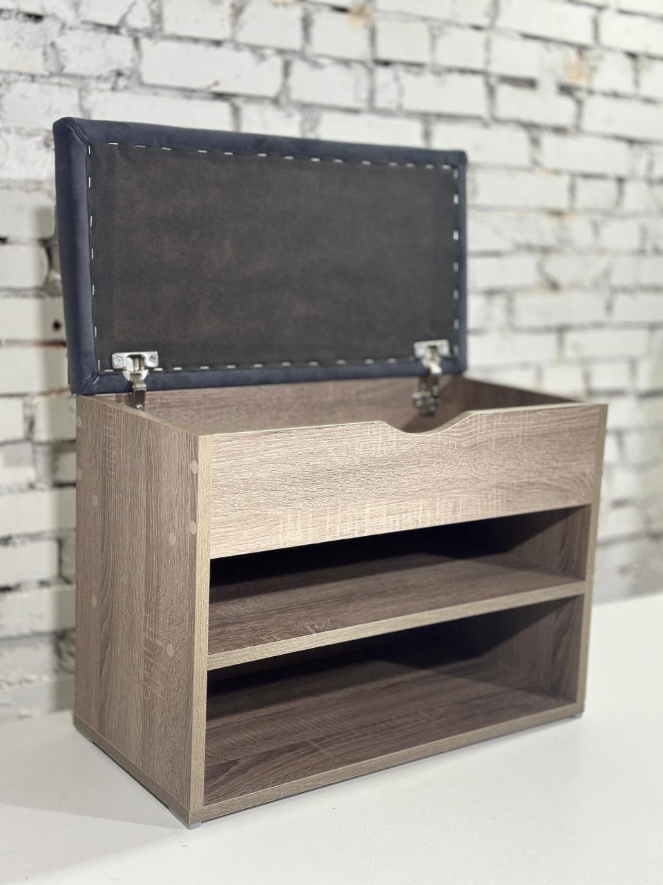 Тумба для взуття ДСП/тканина 30х70х45 см Сонома трюфель/Шоколад - фото 2 Тумба для взуття ДСП/тканина 30х70х45 см Сонома трюфель/Шоколад - фото 2