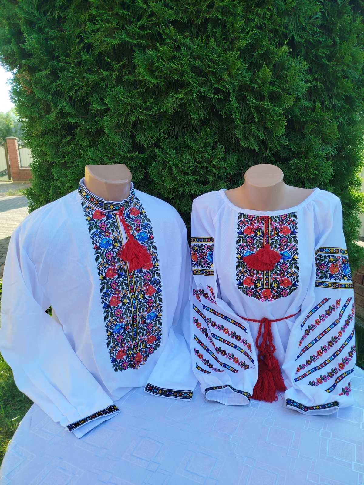 Вишиті сорочки для пари з квітковим орнаментом Борщівка р. 46 (29378694) - фото 1 Вишиті сорочки для пари з квітковим орнаментом Борщівка р. 46 (29378694) - фото 1