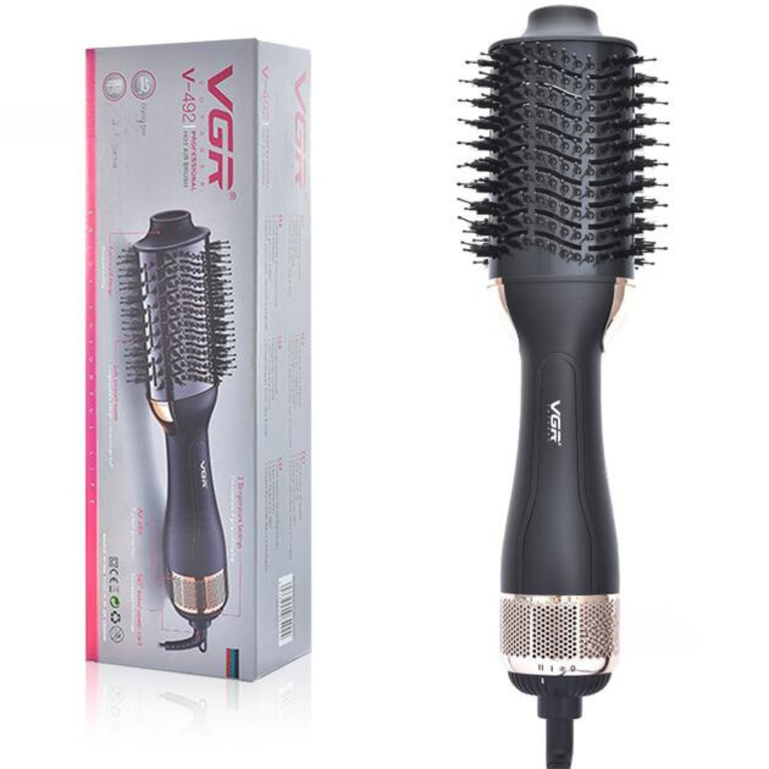 Фен-щітка VGR для укладання та завивки волосся з іонізацією та гарячим повітрям (V-492)