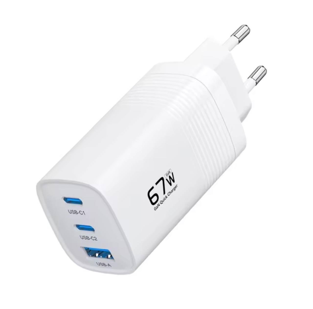 Зарядное устройство Asometech GaN 67W PPS PD/QC4.0 3 порта USB/2 Type-C White (2835160223)