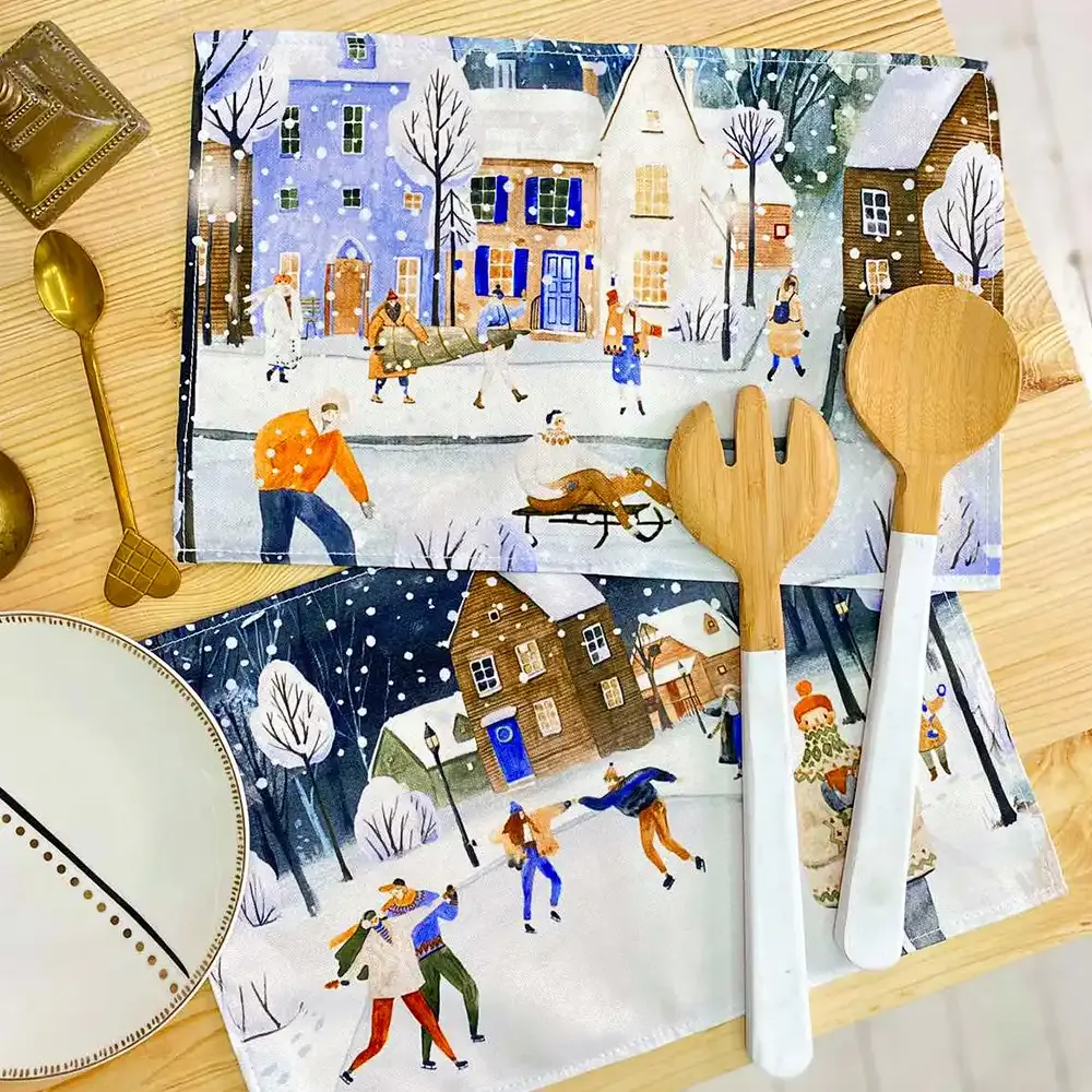 Салфетка тканевая сервировочная Presentville под тарелку Каток 40х27 см 2 шт. (SRVS_R_25NG004)