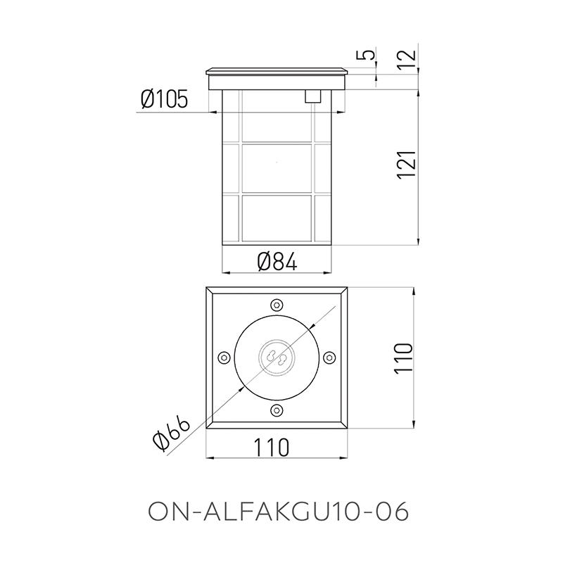 Светильник грунтовый ALFA GU10 50 Вт IP67 квадратный инокс 11х11 см (ON-ALFAKGU10-06) - фото 2 Светильник грунтовый ALFA GU10 50 Вт IP67 квадратный инокс 11х11 см (ON-ALFAKGU10-06) - фото 2