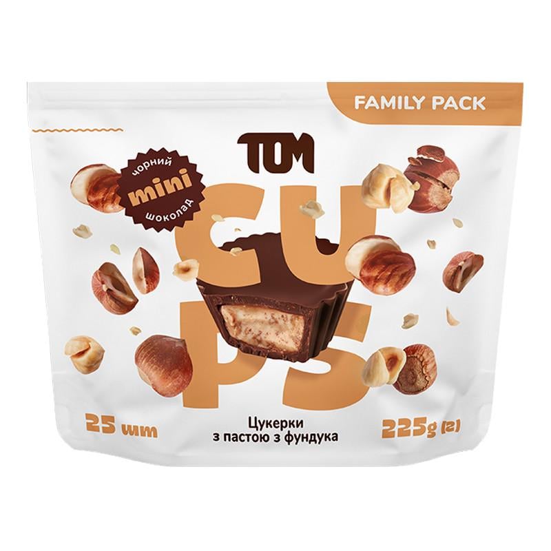 Конфеты с пастой фундука в черном шоколаде Tom Peanut Butter Family Pack 25 шт. 225 г (21475-01)