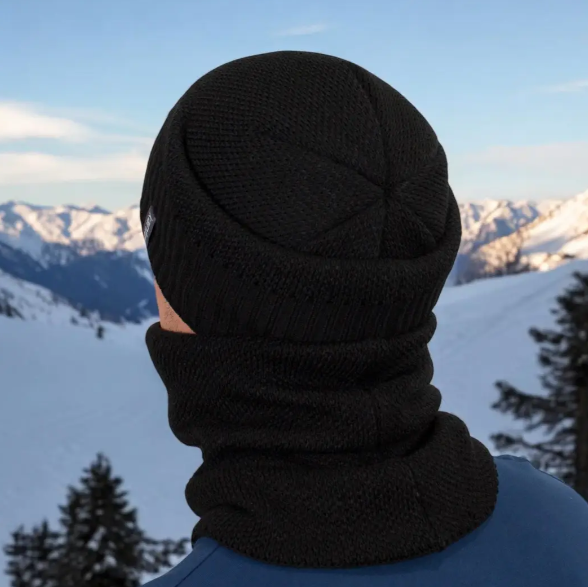 Комплект мужская шапка с отворотом и снудом на флисовой подкладке Черный (29548327) - фото 3