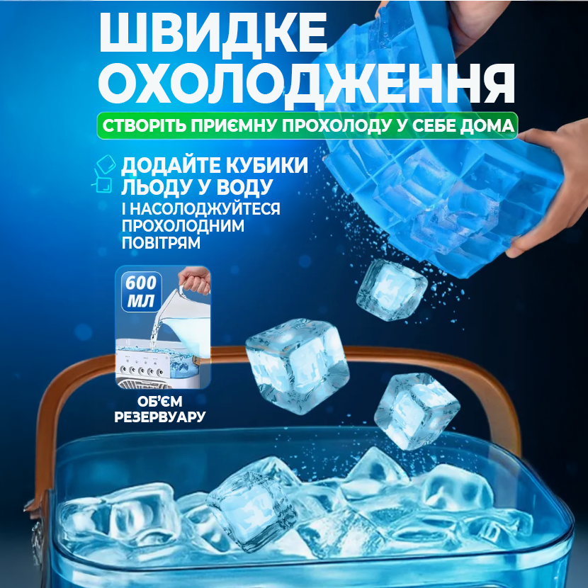 Мини-кондиционер Air Cooler Fan 5в1 USB вентилятор-увлажнитель воздуха/компактная аромалампа и LED подсветка (01-0045) - фото 4 Мини-кондиционер Air Cooler Fan 5в1 USB вентилятор-увлажнитель воздуха/компактная аромалампа и LED подсветка (01-0045) - фото 4